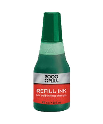 GREEN water based Re-fill Ink for Cosco 2000 Plus Self-Inking Stamp refill 25cc`