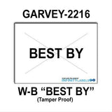 180,000 Garvey 2216 compatible"BEST BY" White General Purpose Labels for G-Series 22-66, G-Series 22-77, G-Series 22-88 Price Guns. Full Case + 20 ink rollers. WITH Security Cuts.