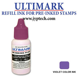 Ultimark Refill Ink for All Pre-Inked Stamps, 15 ml Bottle, 5 Colors Option (Violet Ink)