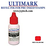 Ultimark Refill Ink for All Pre-Inked Stamps, 15 ml Bottle, 5 Colors Option (Red Ink)