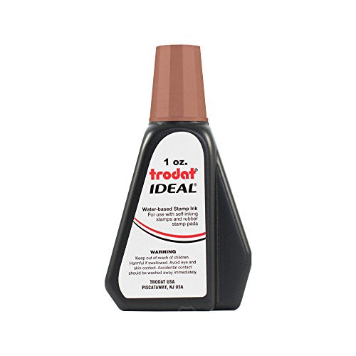 Trodat 52732 Ideal Premium Replacement Ink for Use with Most Self Inking and Rubber Stamp Pads, 1oz, Brown