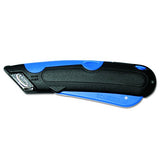 COSCO 091508 Easycut Cutter Knife w/Self-Retracting Safety-Tipped Blade, Black/Blue