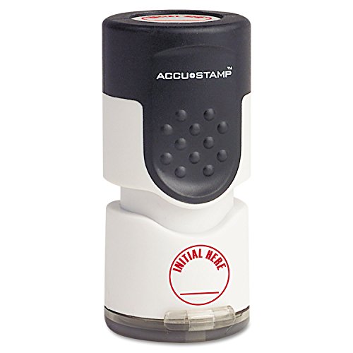 COSCO Accustamp Pre-Inked Round Stamp with Microban, Initial HERE, 5/8