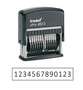 Trodat .125" x 1.3" 13-Digit Self-Inking Numberer Rubber Stamp - Non Customizable (Black)