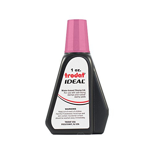 Trodat 52729 Ideal Premium Replacement Ink for Use with Most Self Inking and Rubber Stamp Pads, 1oz, Hot Pink