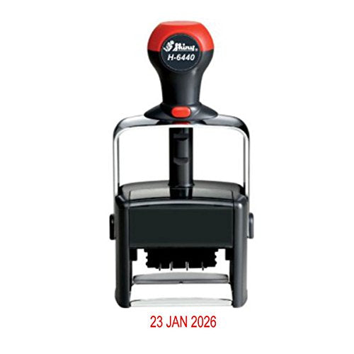 Heavy Duty Self-inking Date Stamp, Day-Month-Year (23 DEC 2024) European - Military Date Format (Red)