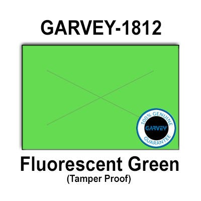 280,000 GENUINE GARVEY 1812 Fluorescent Green General Purpose Labels: full case - 20 ink rollers - tamper proof security cuts
