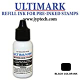 Ultimark Refill Ink for All Pre-Inked Stamps, 15 ml Bottle, 5 Colors Option (Black Ink)