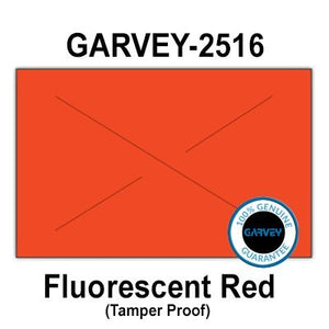 160,000 GENUINE GARVEY 2516 Fluorescent Red General Purpose Labels: full case - 20 ink rollers - tamper proof security cuts