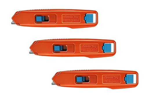 LOT: 3 Allway Tools Aluminum Safety Knives w/ 6 Blades Each - SRK-B6