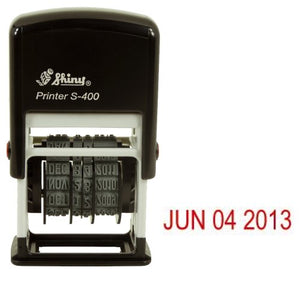 Shiny Self-Inking Rubber Date Stamp - S-400 - RED Ink (42516-R)