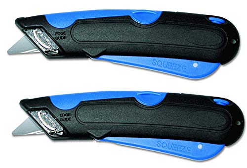 COSCO 091508 Easycut Cutter Knife w/Self-Retracting Safety-Tipped Blade,  Black/Blue