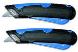 COSCO 091508 Easycut Cutter Knife w/Self-Retracting Safety-Tipped Blade, Black/Blue, 2 Pack
