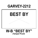 220,000 Garvey Compatible 2212 "BEST BY" White General Purpose Labels to fit the G-Series 22-6, G-Series 22-7, G-Series 22-8 Price Guns. Full Case + includes 20 ink rollers.