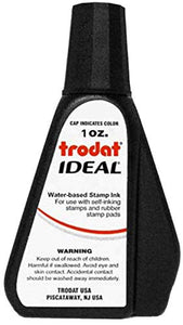 45173 Ideal Premium Replacement Ink for Use with Most Self Inking and Rubber Stamp Pads, 1oz, Black