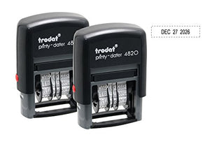 Trodat Economy Self-Inking Date Stamps, Stamp Impression Size: 3/8 x 1-1/4 Inches, Black, 2-Pack (E4828)