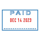 Paid Stamp with Changeable Date, Paid is Blue, Date is Red, Trodat Printy 4750