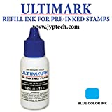 Ultimark Refill Ink for All Pre-Inked Stamps, 15 ml Bottle, 5 Colors Option (Blue Ink)