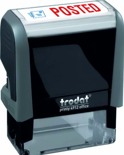 Trodat Office Printy Stamp Self-inking - Posted - 18x46mm Reinkable Red and Blue Ref 43342