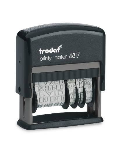 Trodat Rotating Stock Message Phrase Dater Self-Inking Rubber Stamp - Answered, Checked, Back Ordered, Delivered, Cancelled, Entered, Billed, Paid, Received, Shipped, Charged, FAXED (Red)