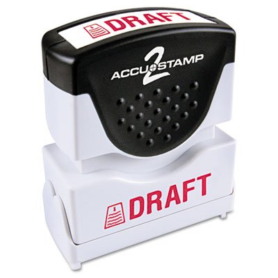 ACCUSTAMP2 Accustamp2 Shutter Stamp with Microban, Red, DRAFT, 1 5/8 x 1/2