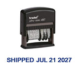 Trodat Rotating Stock Message Phrase Dater Self-Inking Rubber Stamp - Answered, Checked, Back Ordered, Delivered, Cancelled, Entered, Billed, Paid, Received, Shipped, Charged, FAXED (Blue)