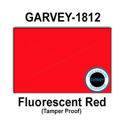 280,000 Genuine GARVEY 1812 Fluorescent Red General Purpose Labels: Full case - 20 Ink Rollers - Tamper Proof Security cuts