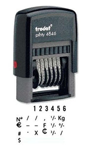 Trodat .125" x .6875" 6 Digit Self-Inking Numberer Rubber Stamp (Red)