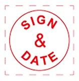 Shiny "Sign and Date" Round Stock Stamp, Red (HS036)