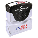 ACCU-STAMP2 Message Stamp with Shutter, 2-Color, SIGN AND RETURN, 1-5/8" x 1/2" Impression, Pre-Ink, Red and Blue Ink (035528)