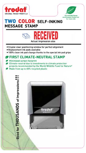 Trodat 2-Color Self-inking Stock Stamp - RECEIVED - Red/Blue Ink