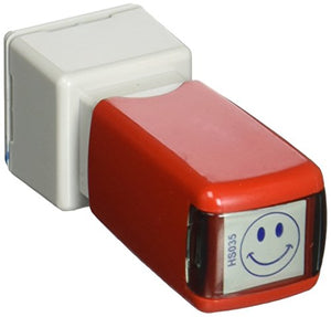 Shiny Happy Face Round Stock Stamp, Blue (HS035)