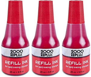 2000 PLUS Ink Refill for Self-Inking Stamps and Stamp Pads, Red, 0.9oz (032960) 3 Pack