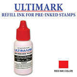 Ultimark Refill Ink for All Pre-inked Stamps, 15 ml Bottle, Red Ink