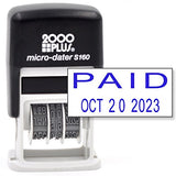 Cosco 2000 Plus Self-Inking Rubber Date Office Stamp with Paid Phrase & Date - Blue Ink (Micro-Dater 160), 12-Year Band
