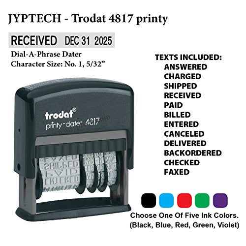 JYP 4817 Self Inking Rubber Stamp w. Dial-A-Phrase Dater (8 Color Choices?