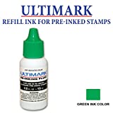 Ultimark Refill Ink for All Pre-inked Stamps, 15 ml Bottle, Green Ink
