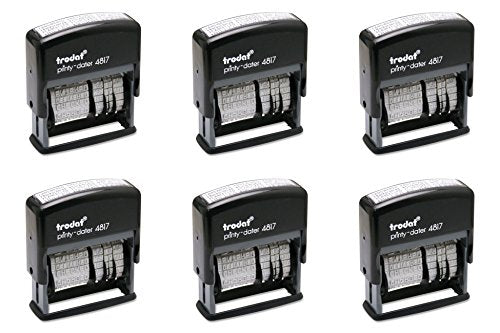 Trodat Economy 12-Message Stamp, Dater, Self-Inking, 3/8 x 2 Inches, Black (E4817), 6 Packs
