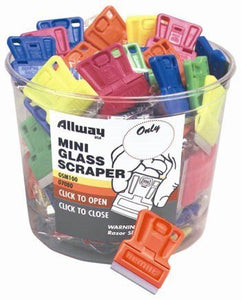 Allway Tools Mini Glass Scraper, Bucket of 100 Scrapers, Remove Stickers, Glue, Tape, Gum